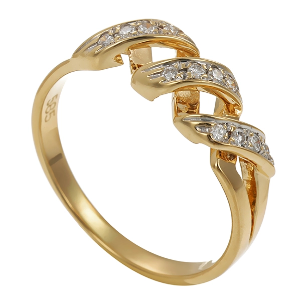 Diamantring, 14K, Gelb-/Weißgold, Brillanten