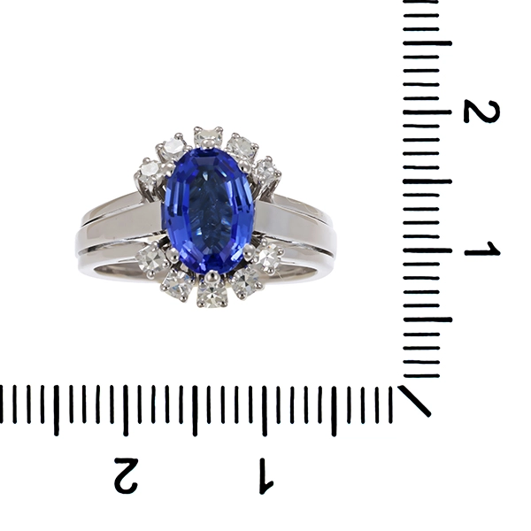 Ring, 18K, Weißgold, Diamanten, 0,40 ct, Tansanit