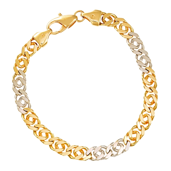 Armband, 14K, Gelb-/Weißgold, Panzer-