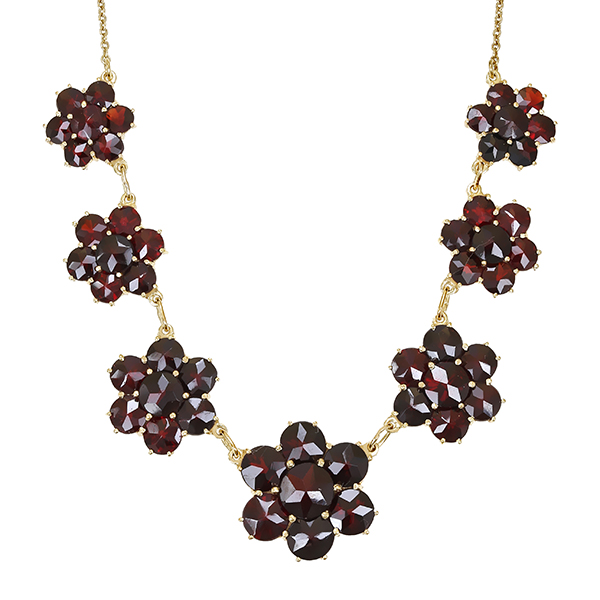 Collier, 8K, Gelbgold, Granat