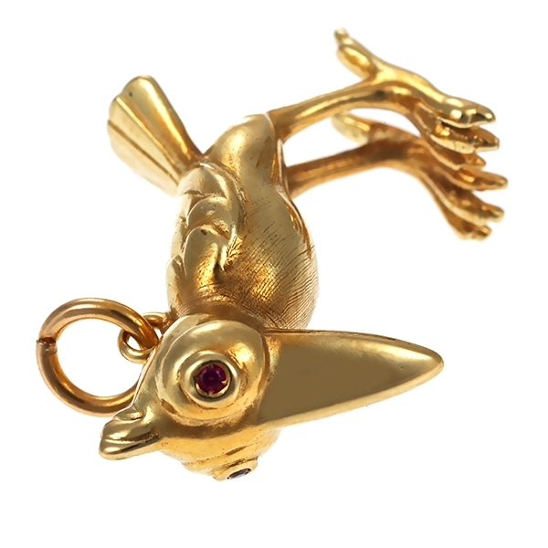 Anhänger, 14K, Gelbgold, Rubine, Rabe
