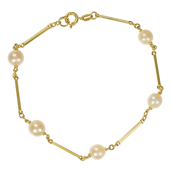 Armband, 14K, Gelbgold, Perlen
