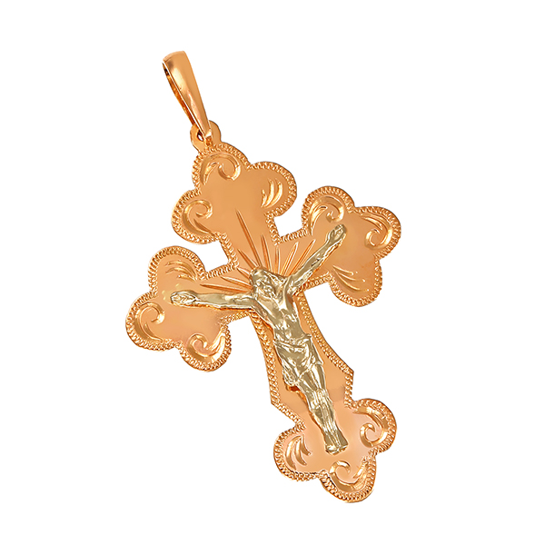 Kruzifix, 14K, Gelb-/Weißgold