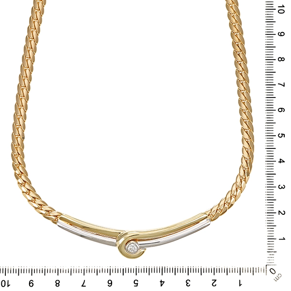Collier, 14K, Gelb-/Weißgold, Brillant 0,18 ct