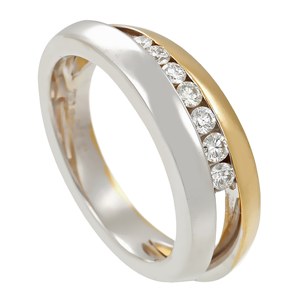 Diamantring, 18K, Gelb-/Weißgold, Brillant 0,30 ct