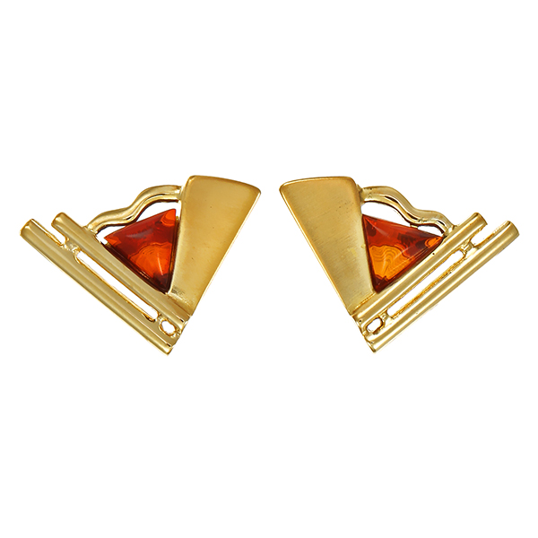 Ohrstecker, 8K, Gelbgold, Bernstein