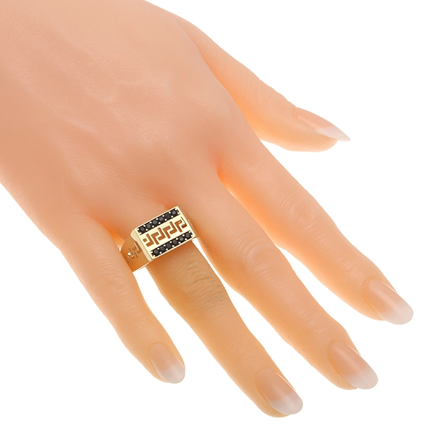 Herrenring, 14K, Gelbgold, Onyx