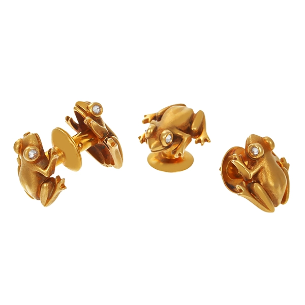 Manschettenknöpfe, 18K, Gelbgold, Diamant