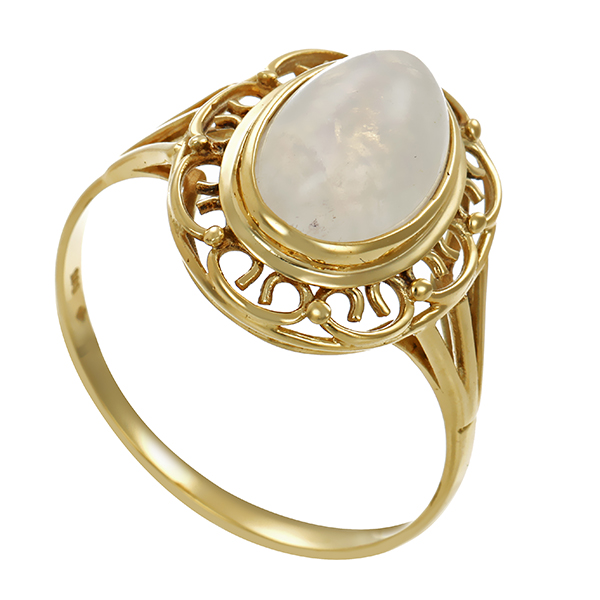 Ring, 14K, Gelbgold, Mondstein