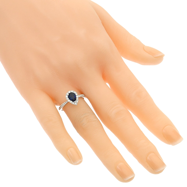 Ring, 18K, Weißgold, Saphir, Brillanten