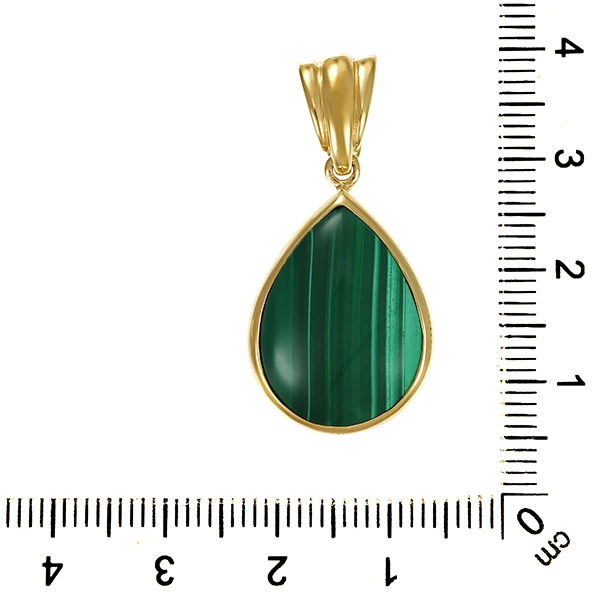 Anhänger, 14K, Gelbgold, Malachit