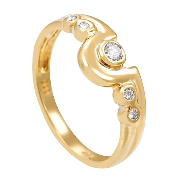 Diamantring, 14K, Gelbgold, Brillanten
