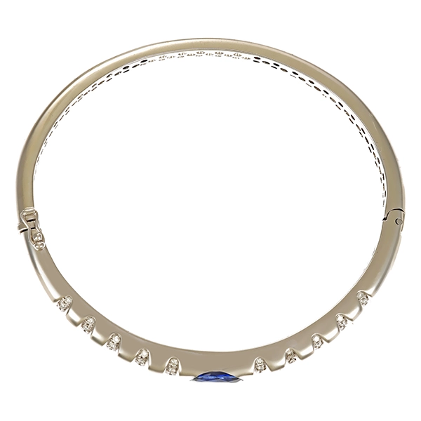 Armreif, 18K, Weißgold, Brillant, synth. Saphir