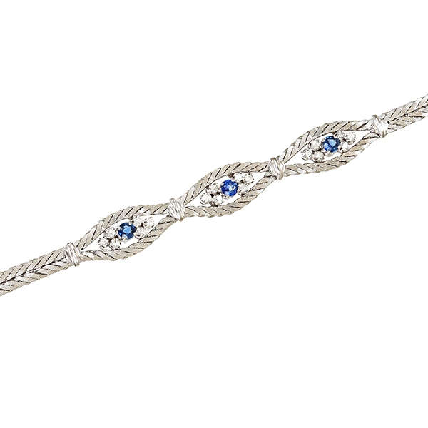 Armband, 14K, Weißgold, Saphire, Brillanten