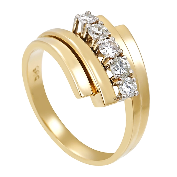 Diamantring, 14K, Gelb-/Weißgold, Brillanten