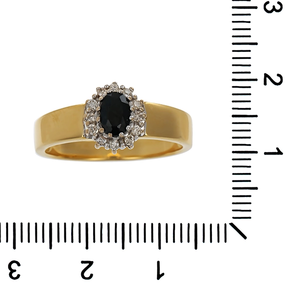 Ring, 18K, Gelb-/Weißgold, Saphir, Brillanten