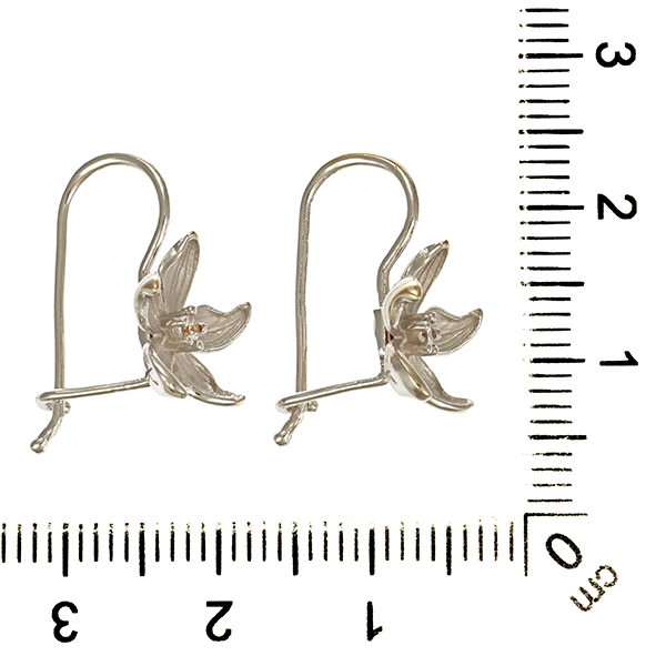 Ohrhänger, 18K, Weißgold, Zirkonia, Blume