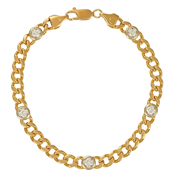 Armband, 14K, Gelbgold, Brillanten 1,50 ct, Panzer-