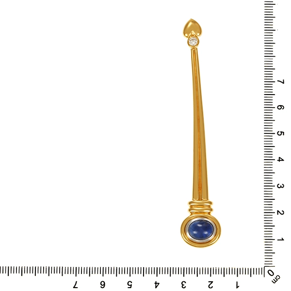 Brosche, 18K, Gelb-/Weißgold, Brillant, Saphir