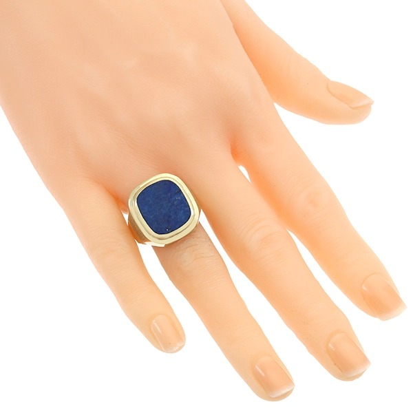 Herrenring, 14K, Gelbgold, Lapis