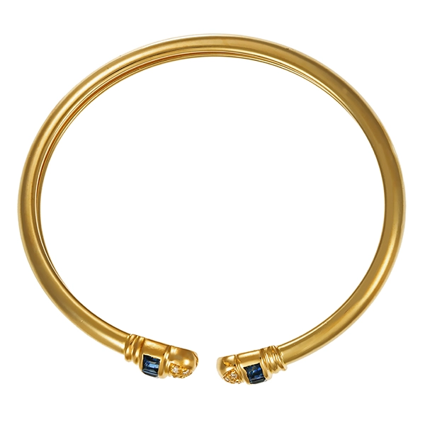 Armreif, 18K, Gelbgold, Brillant, Saphir