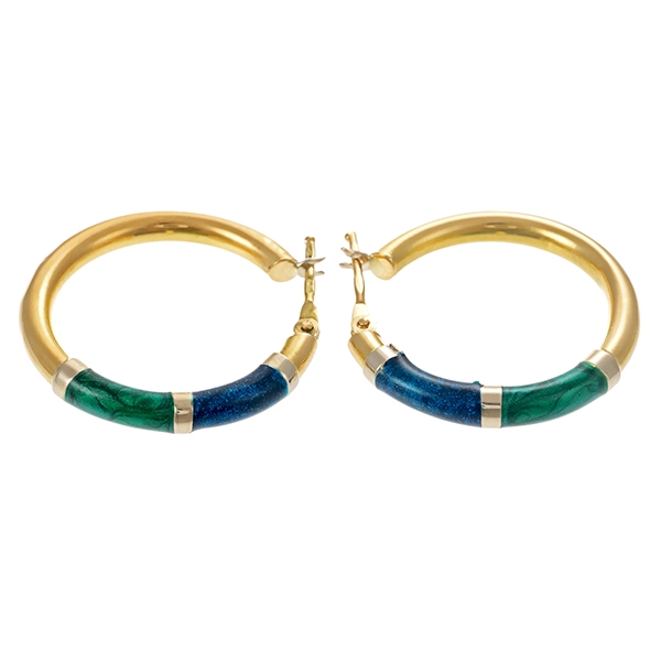 Creolen, 18K, Gelbgold, Emaille