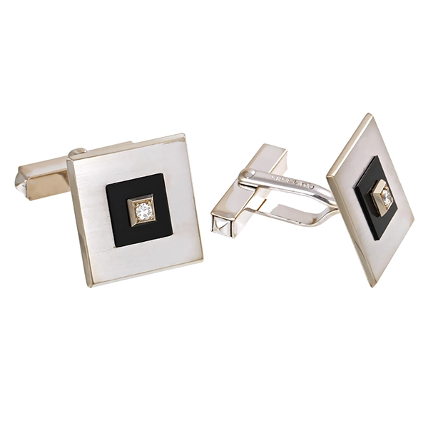 Manschettenknöpfe, 14K, Weißgold, Brillanten