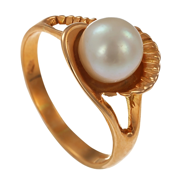 Ring, 18K, Gelbgold, Perle