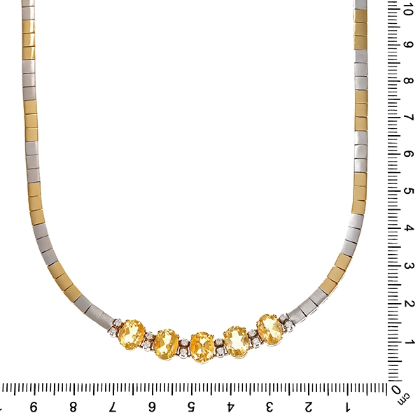 Collier, 18K, Gelb-/Weißgold, Citrin, Brillant