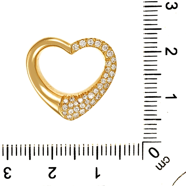 Anhänger, 18K, Gelbgold, Brillanten 0,75 ct, Herz