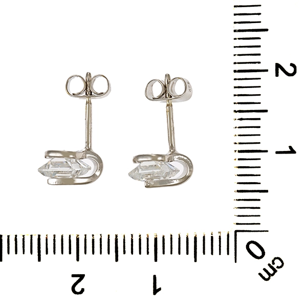 Ohrschmuck, 9K, Weißgold, Zirkonia, Ohrstecker