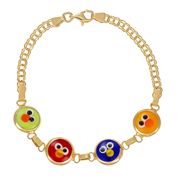 Kinderarmband, 14K, Gelbgold, Muranoglas