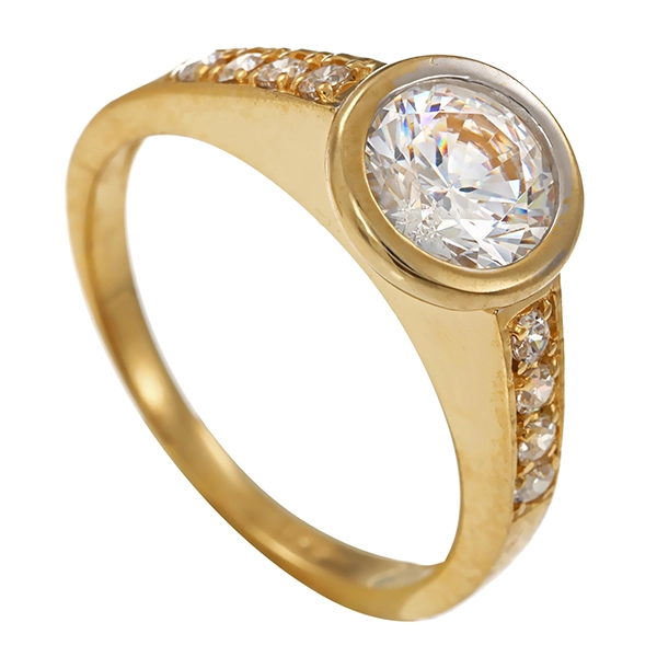 Ring, 14K, Gelbgold, Zirkonia