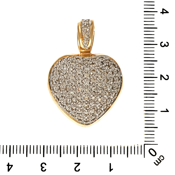 Anhänger, 14K, Gelb-/Weißgold, Brillanten, Herz