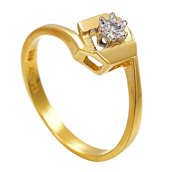 Diamantring, 14K, Gelbgold, Diamant