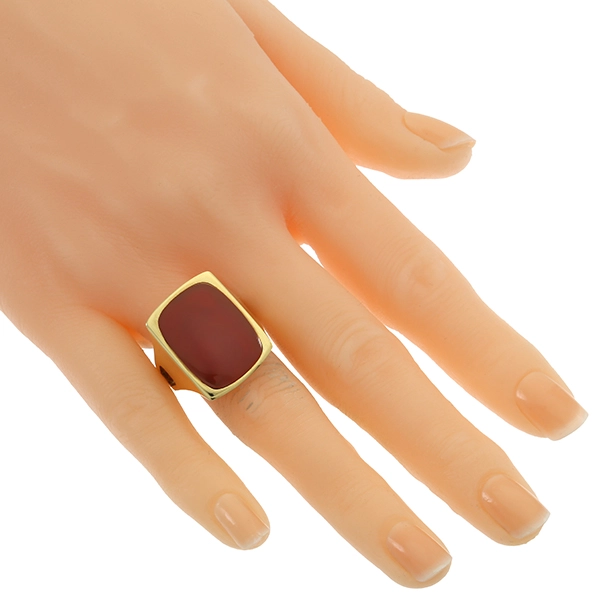 Herrenring, 14K, Gelbgold, Karneol