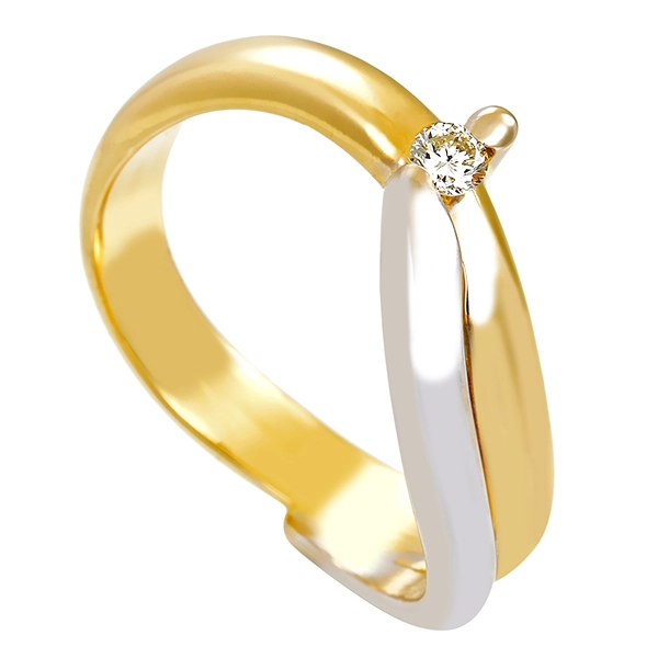 Diamantring, 18K, Gelb-/Weißgold, Brillant