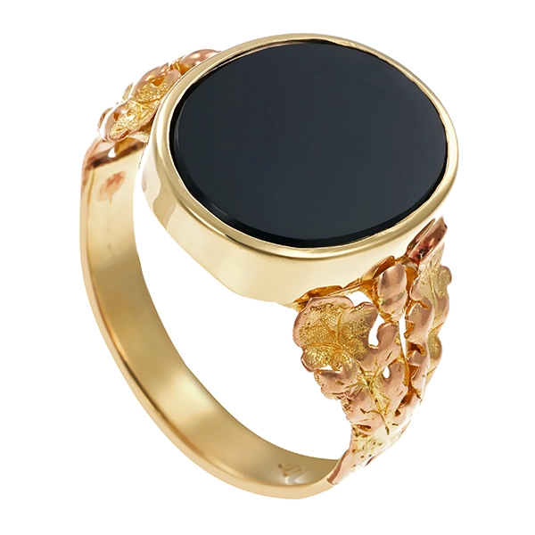 Herrenring, 14K, Gelbgold, Onyx