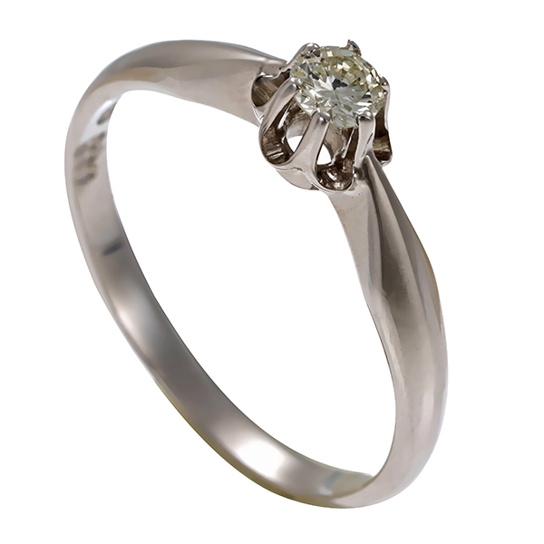 Ring, 14K, Weißgold, Brillant