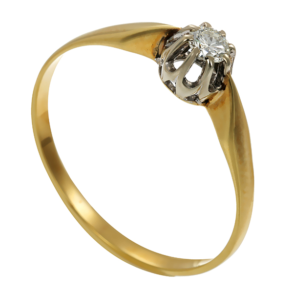 Brillantring, 14K, Gelb-/Weißgold, 0,10ct