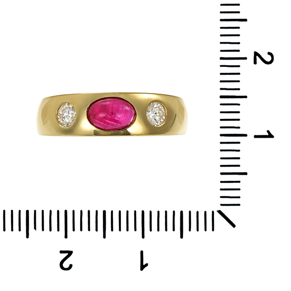 Ring, 14K, Gelbgold, Rubin, Brillanten