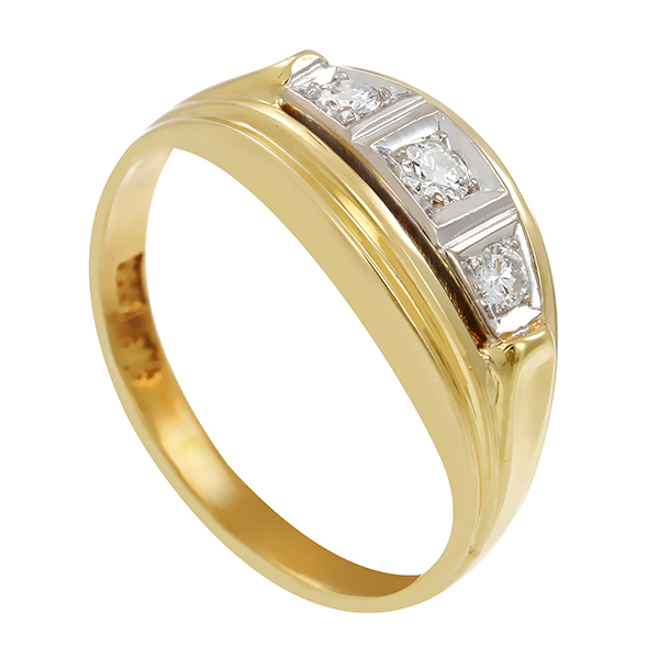 Diamantring, 14K, Gelb-/Weißgold, Brillanten 0,12 ct