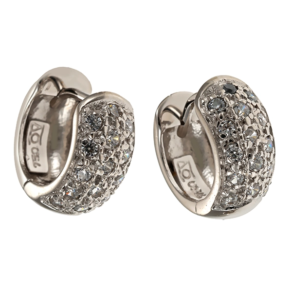 Creolen, 18K, Weißgold, Zirkonia