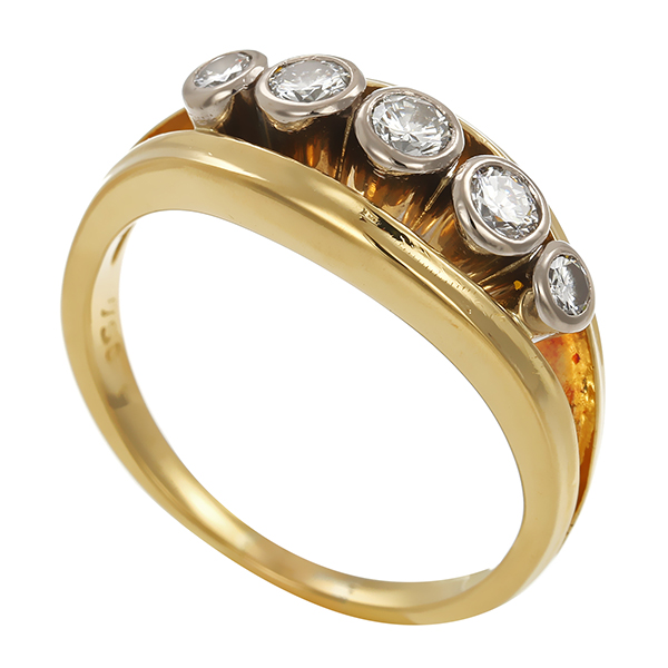 Ring, 18K, Gelb-/Weißgold, Brillanten
