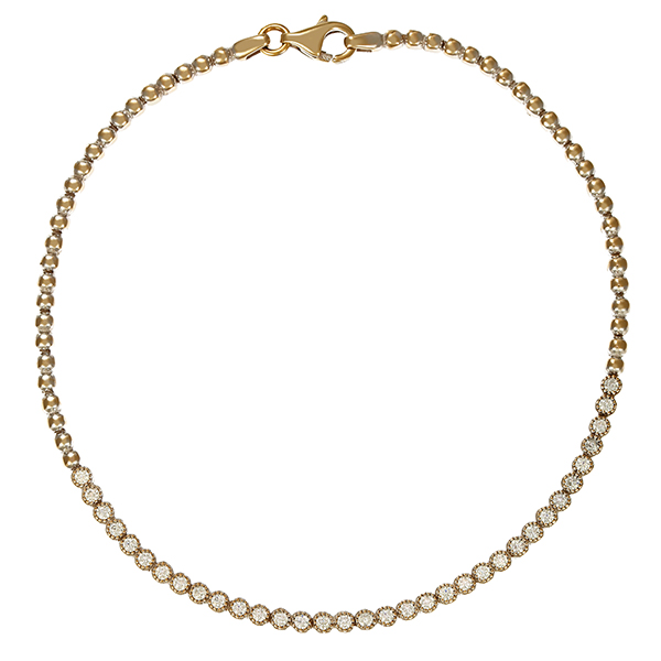 Armband, 14K, Weißgold, Zirkonia, Kugel-