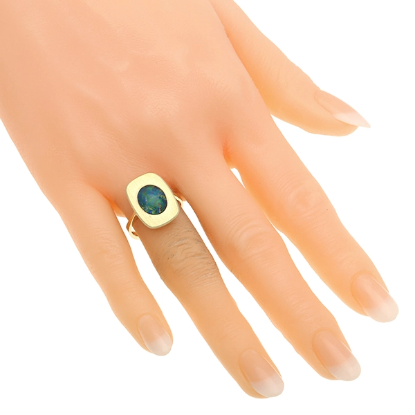 Ring, 14K, Gelbgold, synthetischer Opal