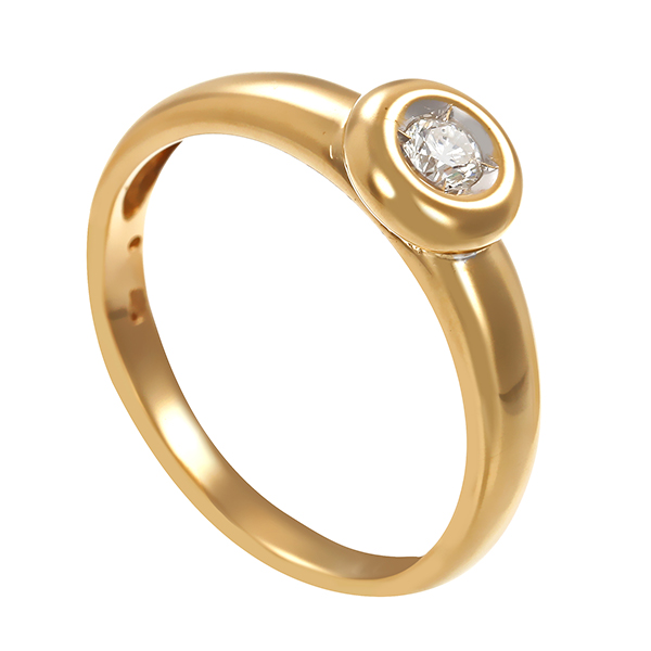 Brillantring, 14K, Gelb-/Weißgold, 0,15ct 