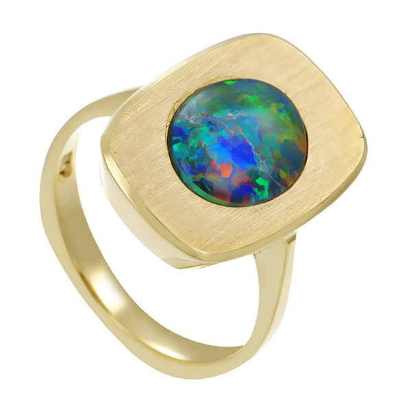 Ring, 14K, Gelbgold, synthetischer Opal