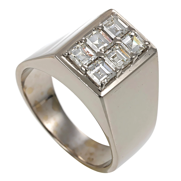 Herrenring, 18K, Weißgold, Diamanten