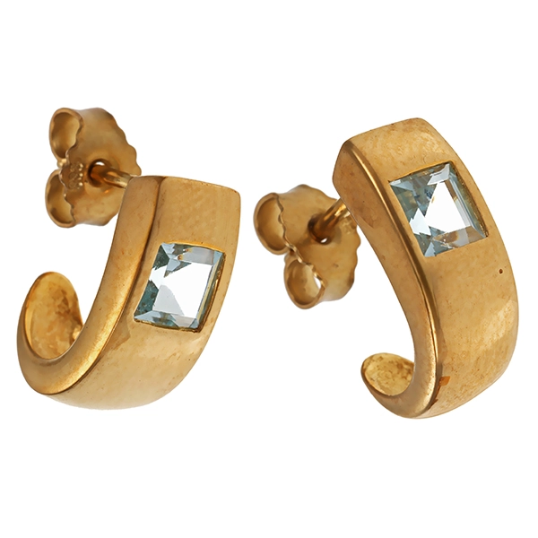 Ohrstecker, 8K, Gelbgold, Topas blau